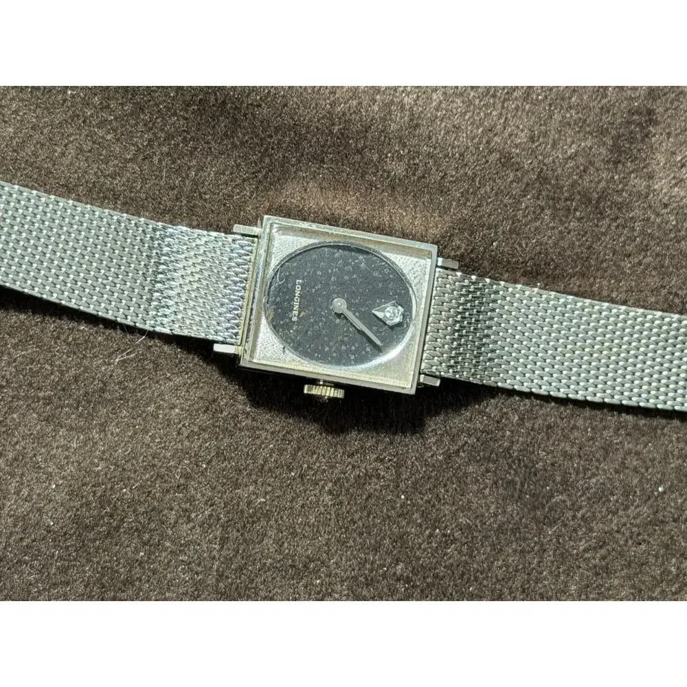 Longines Women’s Manual Wind Watch Square Black Dial Mesh Bracelet Cal 460